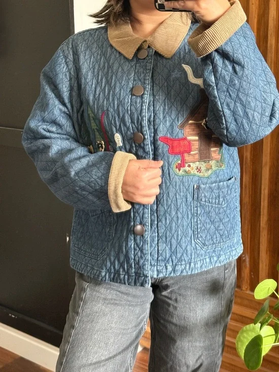 Vintage Haik's 90s Blue Quilted Button Front Chore Bear Barn Jacket. L - Picture 11 of 12